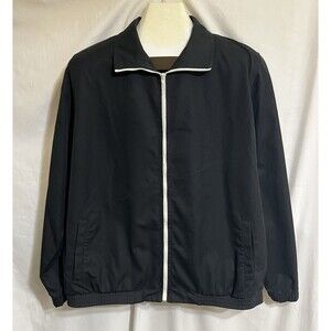 Vintage Koret Jacket Women's Full Zip Black  pockets shoulder pads Sport Golf R